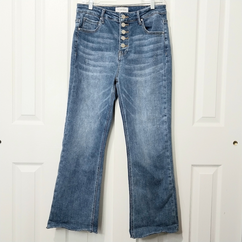 Risen Jeans High Rise Button Fly Cropped Jeans,‎ Size 31